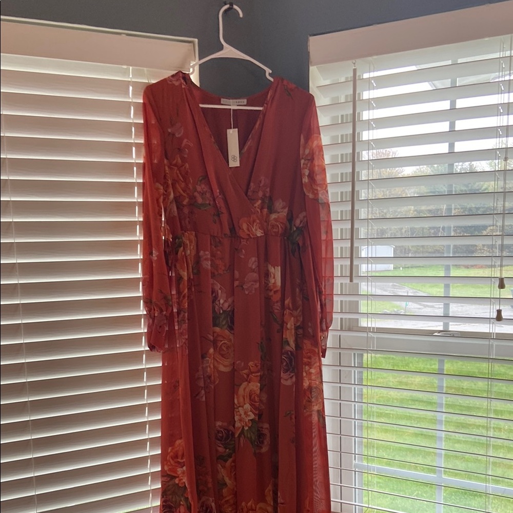 Floral Maxi Dress in Red and Pink